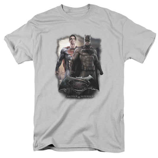 Batman Vs Superman Dawn Mens T Shirt Silver