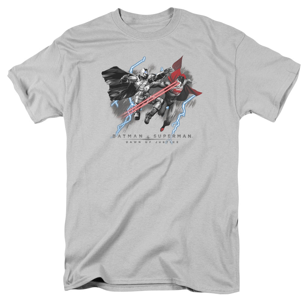 Batman V Superman Lightniing V Heat Vision Mens T Shirt Silver