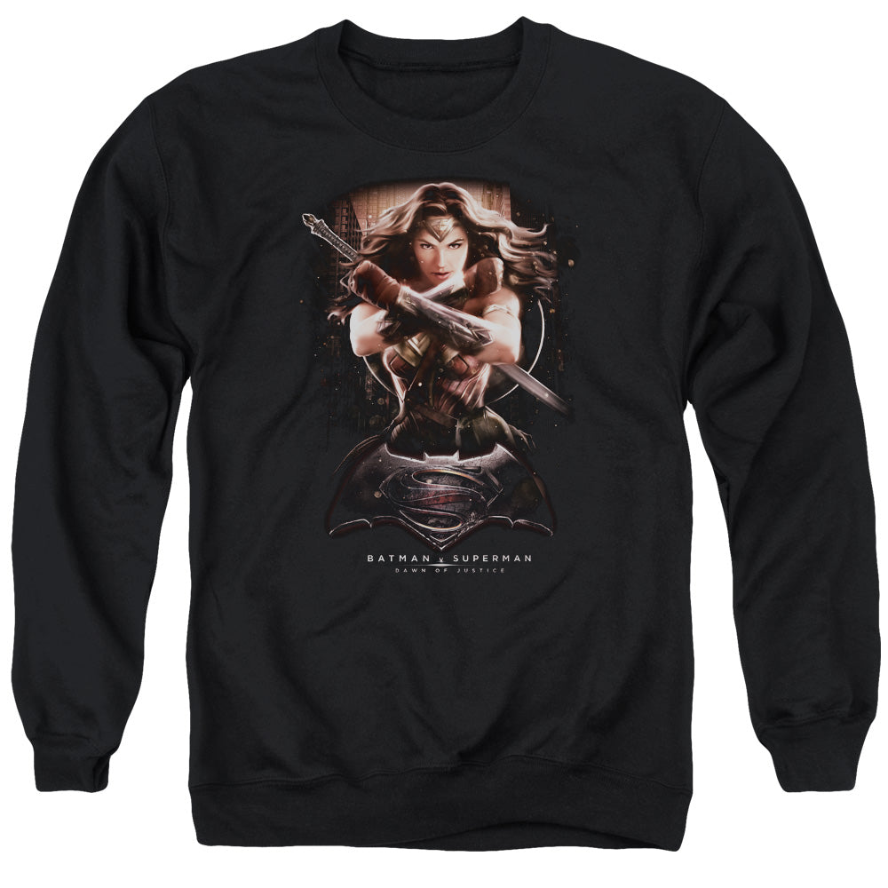 Batman V Superman Ww Ground Zero Mens Crewneck Sweatshirt Black Officially Licensed