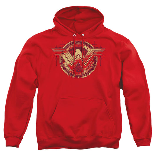 Batman V Superman Wonder Shield Mens Hoodie Red Officially Licensed