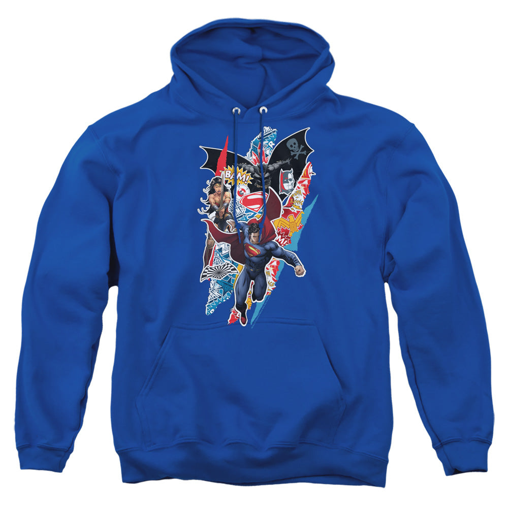 Batman V Superman Ripped Trio Mens Hoodie Royal Officially Licensed