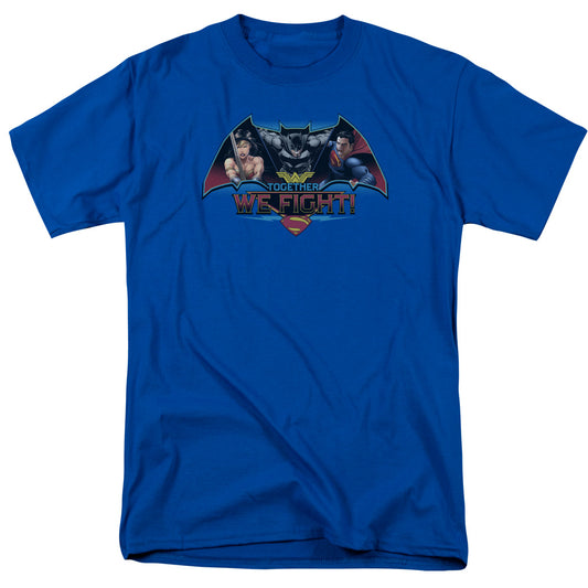Batman V Superman Together We Fight Mens T Shirt Royal