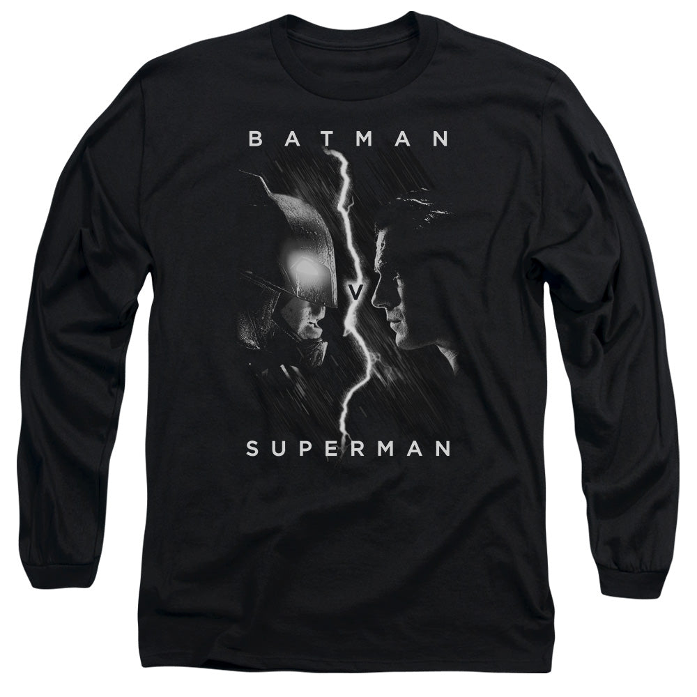Batman V Superman Face To Face Mens Long Sleeve Shirt Black Officially Licensed