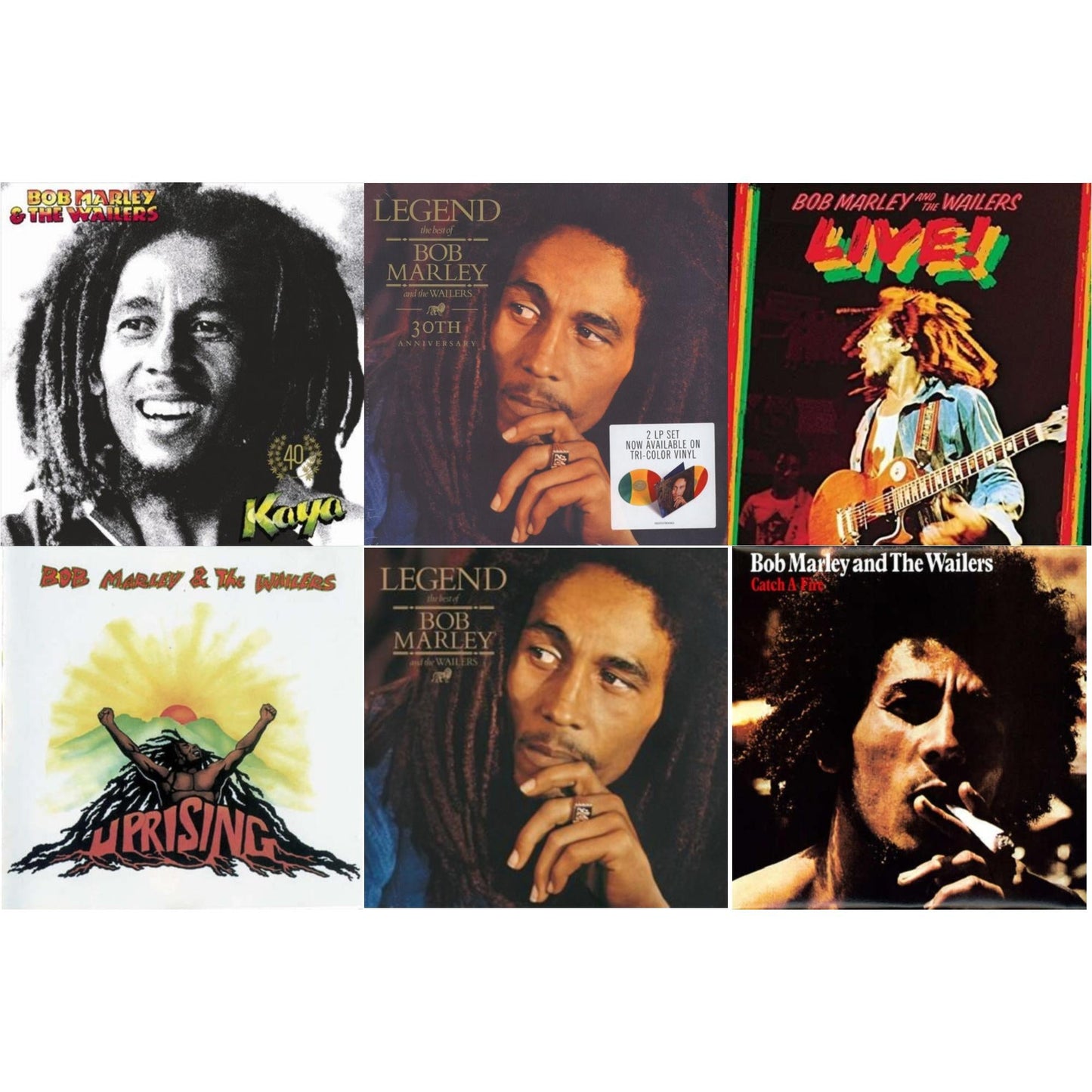 Bob & The Wailers Marley - Legend & Catch A Fire & Legend (30Th Anniversary) & Live (180G) & Uprising & Kaya 40 (2 LP)
