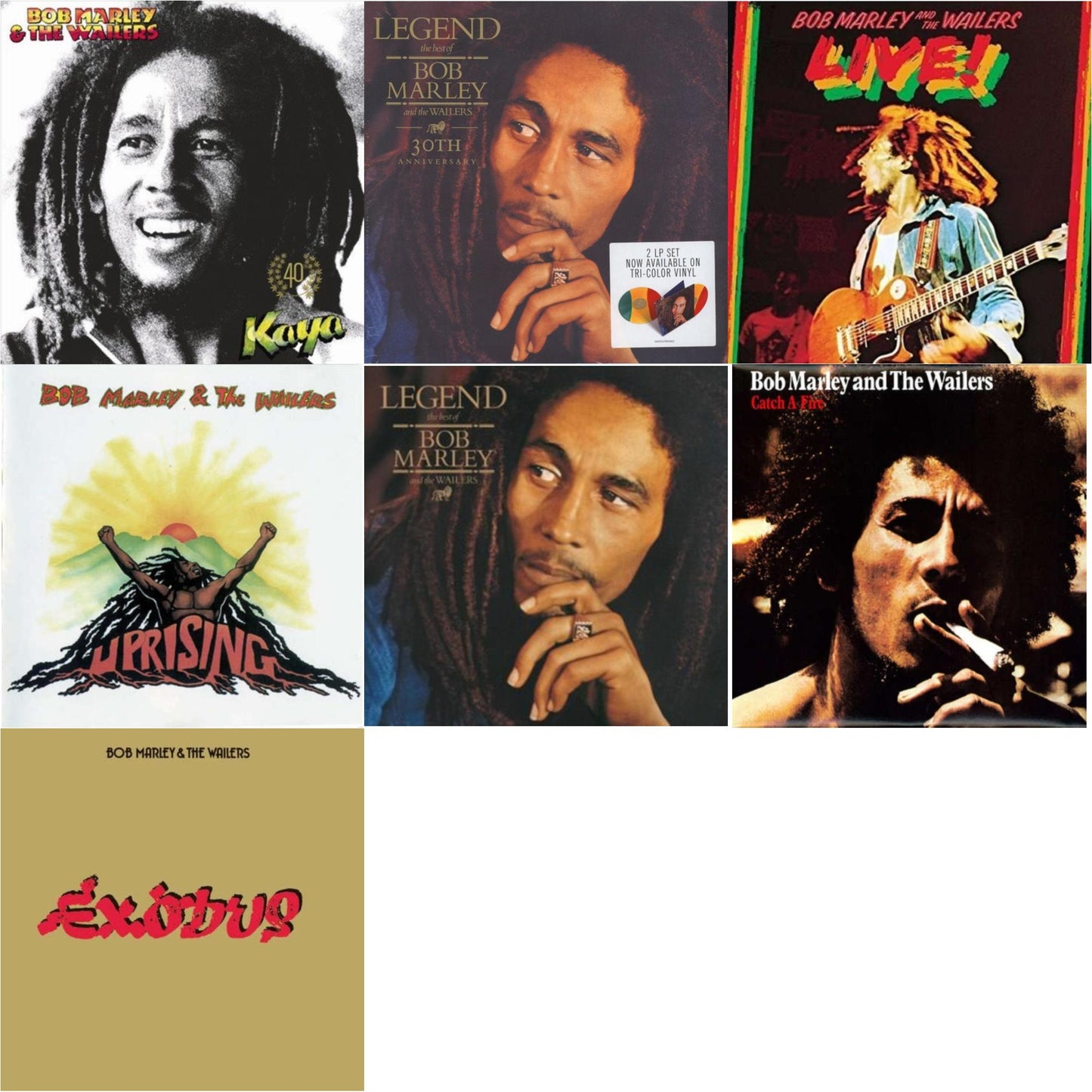 Bob & The Wailers Marley - Legend & Catch A Fire & Legend (30Th Anniversary) & Live (180G) & Exodus & Uprising & Kaya 40 (2 LP)