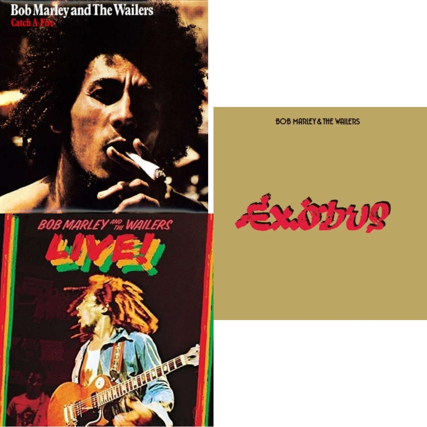 Bob & The Wailers Marley - Catch A Fire & Live (180G) & Exodus - LP Vinyl Bundle