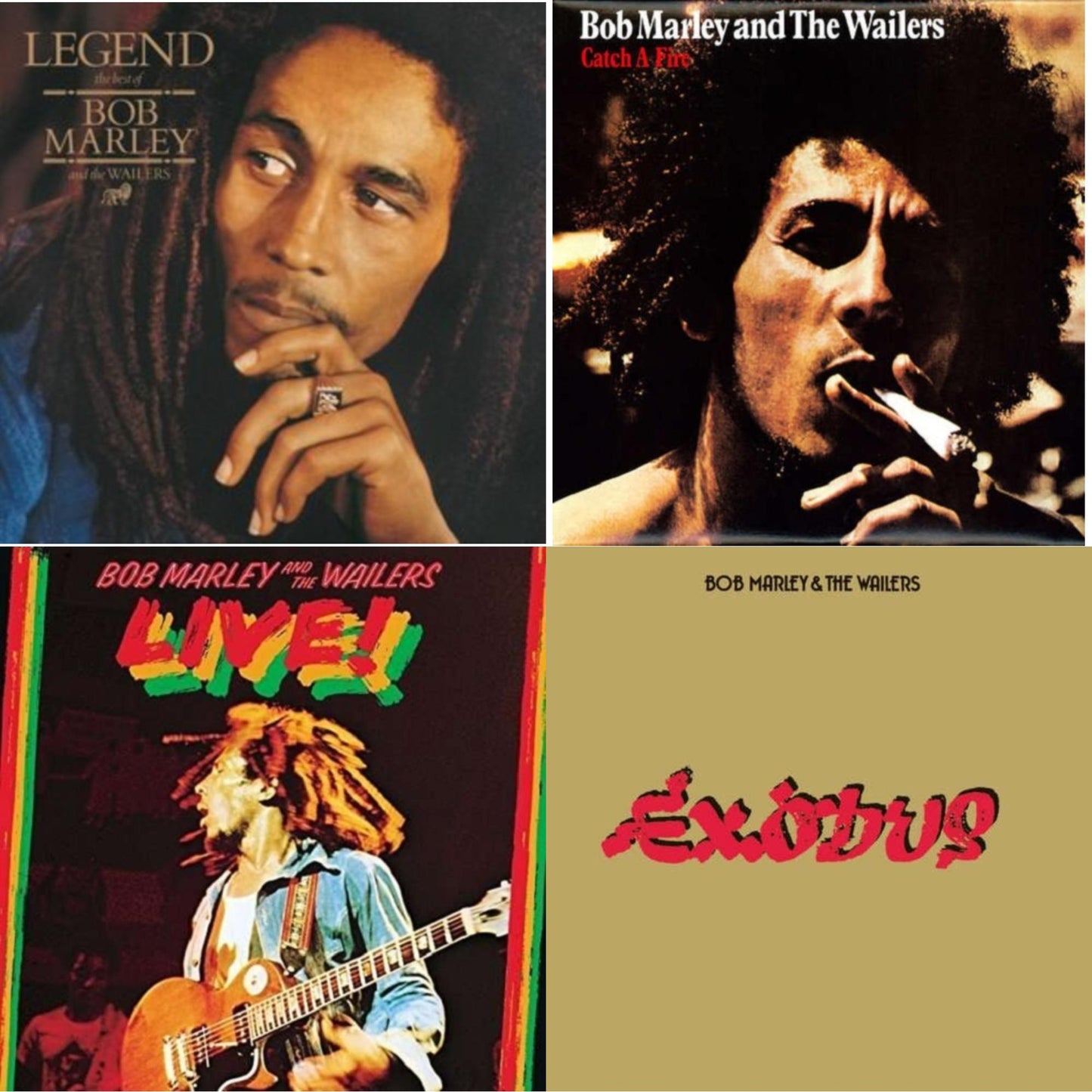 Bob & The Wailers Marley - Legend & Catch A Fire & Live (180G) & Exodus - LP Vinyl Bundle