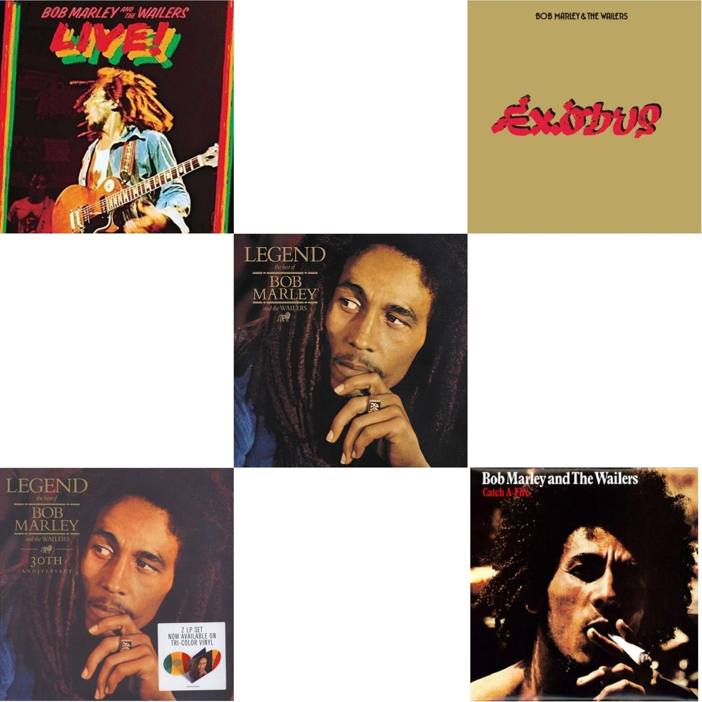 Bob & The Wailers Marley - Catch A Fire & Legend - The Best Of Bob Marley & The Wailers (2LP) & Legend (30Th Anniversary) & Live (180G) & Exodus