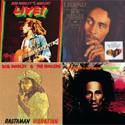 Bob & The Wailers Marley - Natty Dread (180G) & Legend (30Th Anniversary) & Live (180G) & Rastaman Vibration - LP Vinyl Bundle