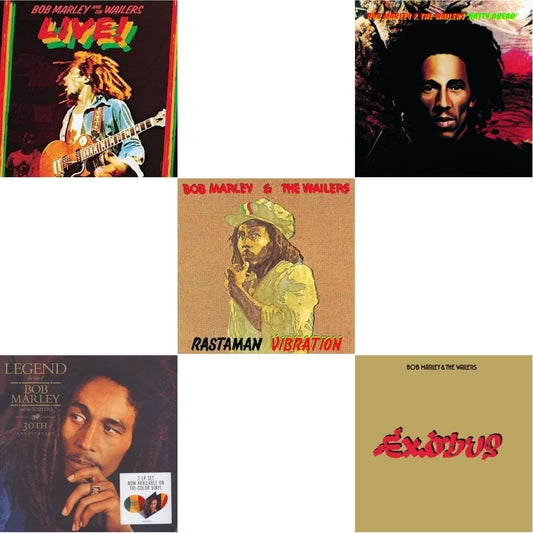 Bob & The Wailers Marley - Natty Dread (180G) & Legend (30Th Anniversary) & Live (180G) & Rastaman Vibration & Exodus - LP Vinyl Bundle