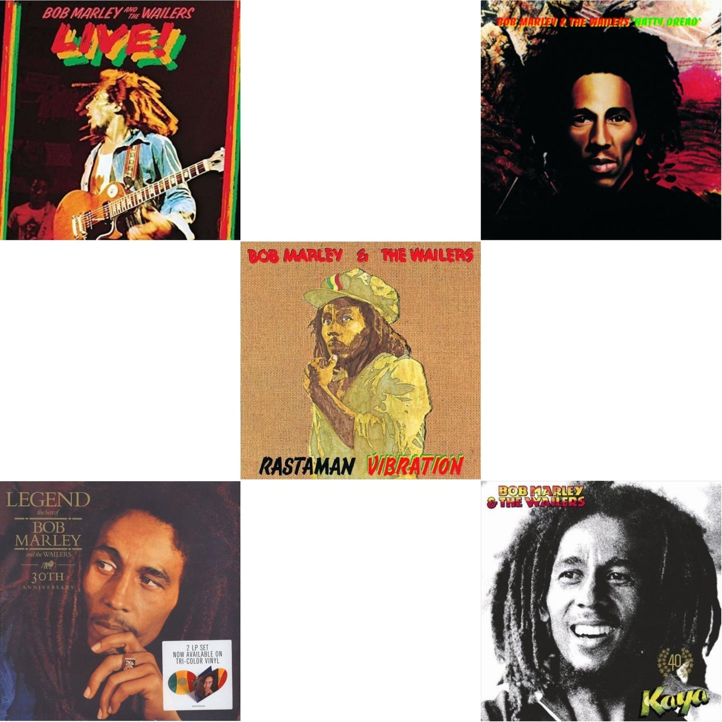 Bob & The Wailers Marley - Natty Dread (180G) & Legend (30Th Anniversary) & Live (180G) & Rastaman Vibration & Kaya 40 (2 LP)