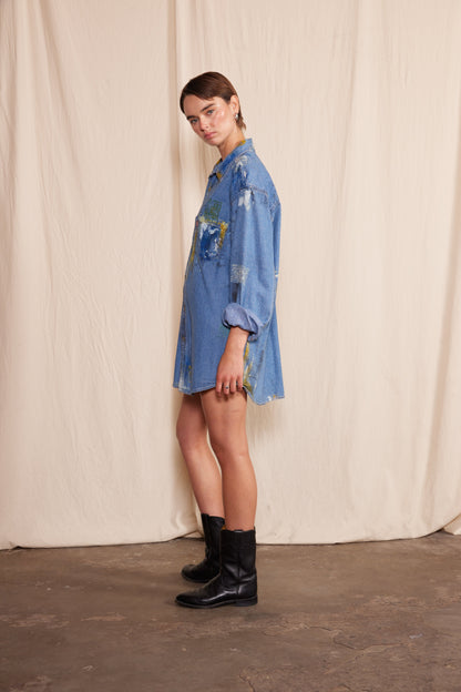 Artisan Hand-Painted Urban Chic Denim Shirt