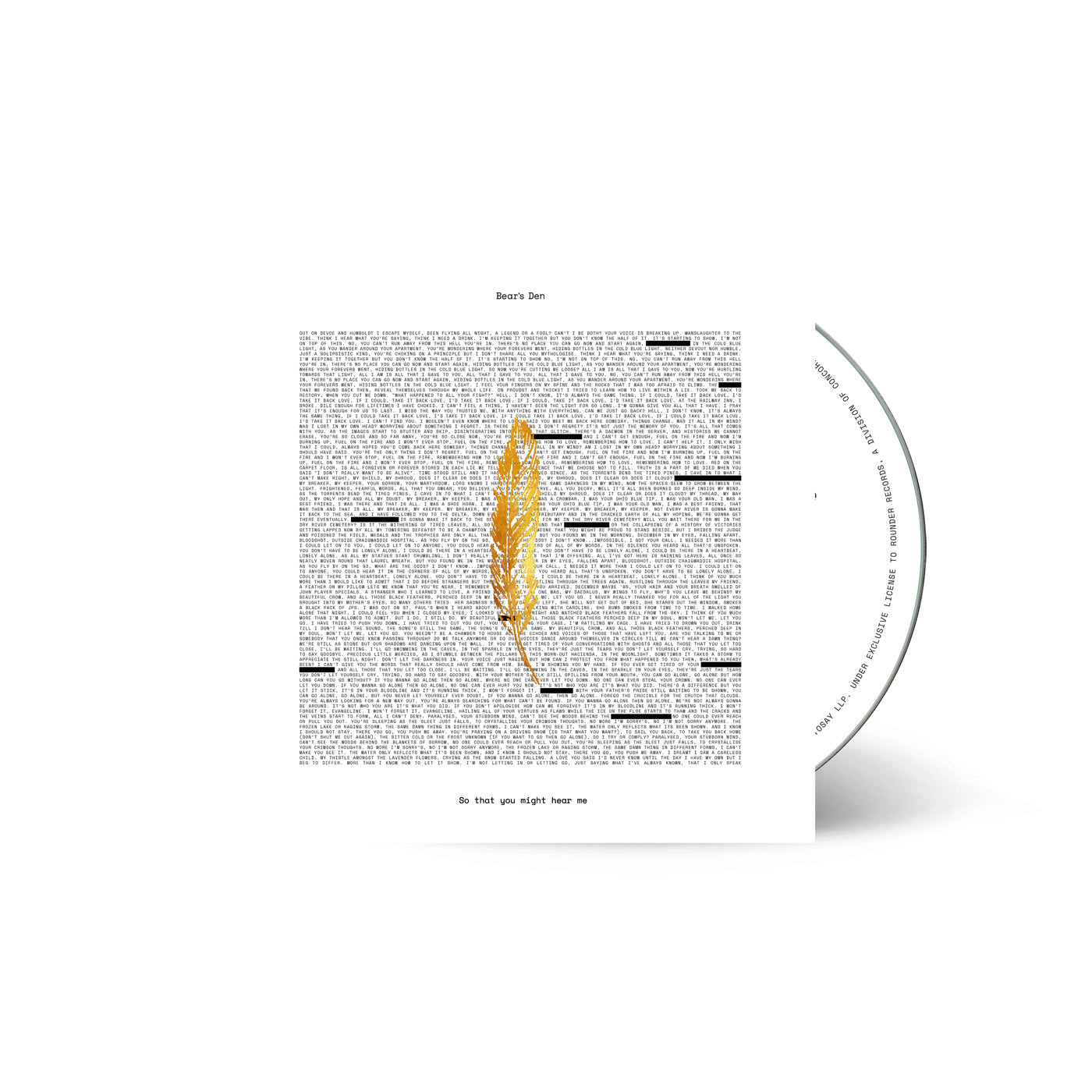 So That You Might Hear Me - Music CD