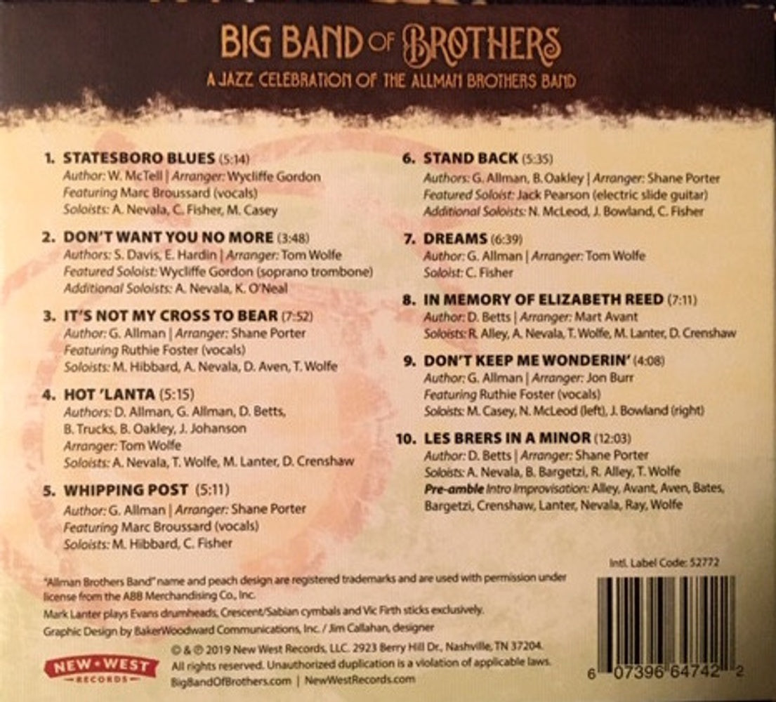 Big Band of Brothers – Jazz Celebration Of The Allman Brothers Band Music CD