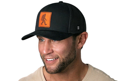 Bigfoot Leather Trucker Hat  |  Black Sasquatch Snapback