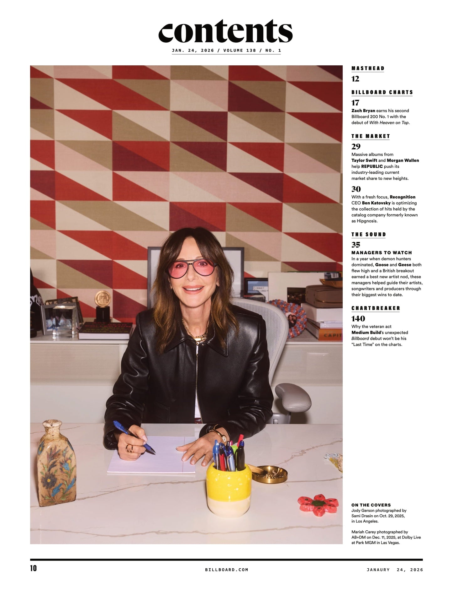 Billboard - 26.01.24 Edition: Power 100 & Finance 50, The Meaning For Mariah Carey After Being Named 2026 MusiCares Person Of The Year, Executive Of The Decade Jody Gerson, Managers To Watch & More!