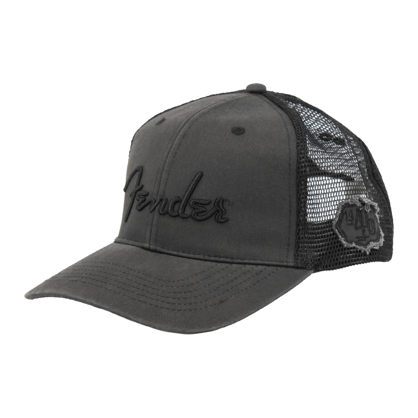 Fender Black Out Mesh Back Trucker Hat Cap Black