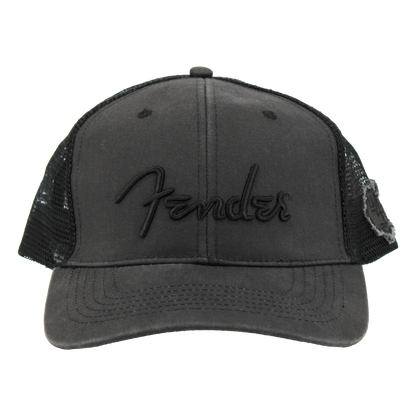 Fender Black Out Mesh Back Trucker Hat Cap Black