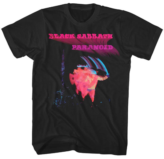 Black Sabbath Paranoid Motion Trails Mens T Shirt Black