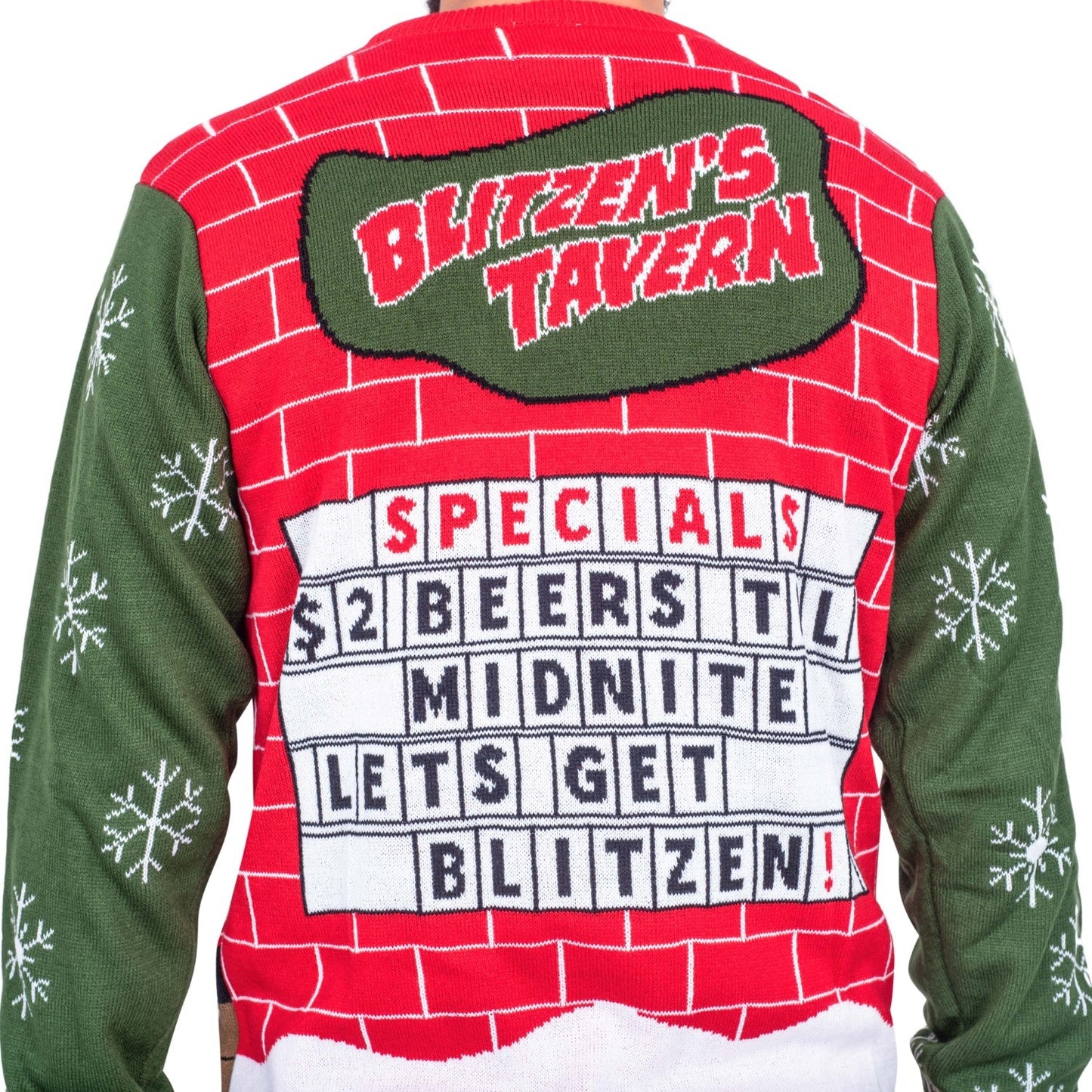 Funny Ugly Christmas Sweater Beverage Dispenser Elfed Up Blitzen's Santa Jingle Juice Knitted Pullover
