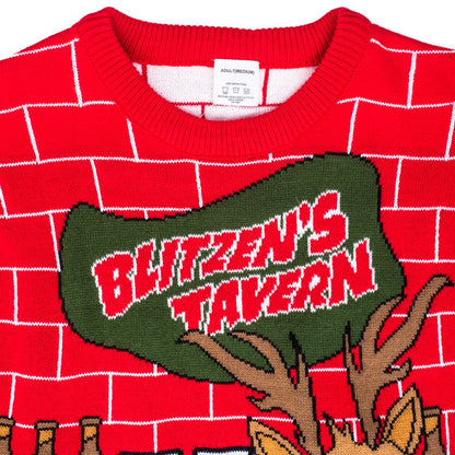 Funny Ugly Christmas Sweater Beverage Dispenser Elfed Up Blitzen's Santa Jingle Juice Knitted Pullover