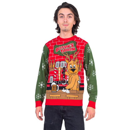 Funny Ugly Christmas Sweater Beverage Dispenser Elfed Up Blitzen's Santa Jingle Juice Knitted Pullover