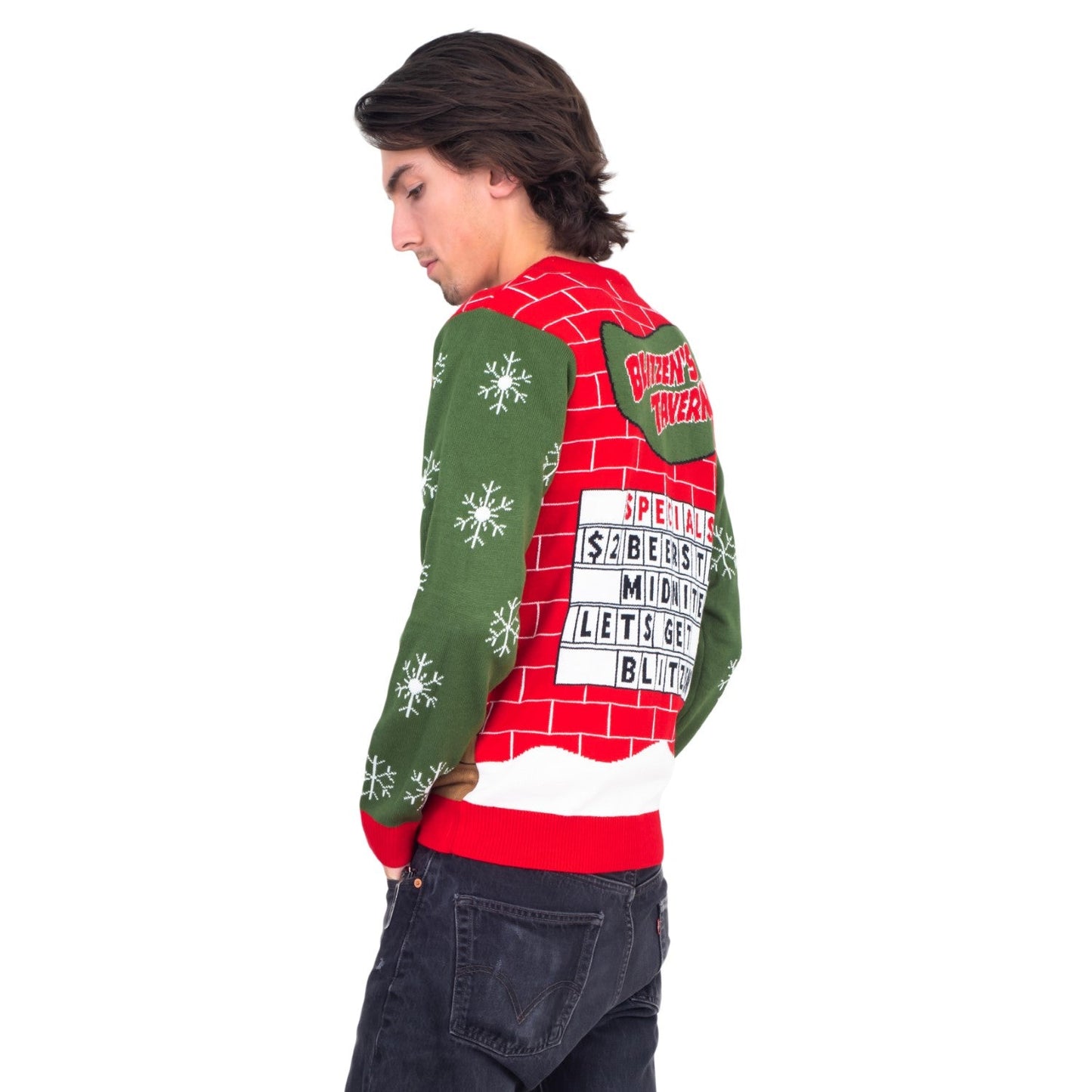 Funny Ugly Christmas Sweater Beverage Dispenser Elfed Up Blitzen's Santa Jingle Juice Knitted Pullover