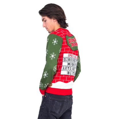 Funny Ugly Christmas Sweater Beverage Dispenser Elfed Up Blitzen's Santa Jingle Juice Knitted Pullover
