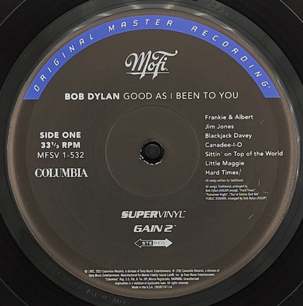 Bob Dylan – Good As I Been To You (Mobile Fidelity 180 Gram LP Vinyl) Vinyl Record