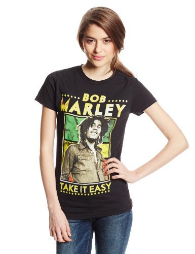 Bob Marley Bob Marley Take It Easy Juniors T-Shirt, Black, X-Large [T-Shirt]