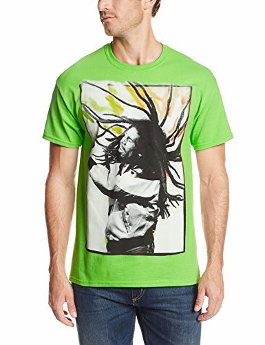 Bob Marley Zion Rootswear Men'S Bob Marley Flying Dreads (Lime) T-Shirt, Green, Large [T-Shirt]