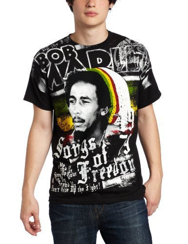 Bob Marley Zion Rootswear Men'S Bob Marley Short Sleeve Freedom T-Shirt,Black, Small [T-Shirt] Officially Licensed