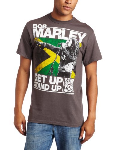 Bob Marley Zion Rootswear Men'S Marley Get Up Stand Up T-Shirt,Charcoal,Large [T-Shirt] Officially Licensed