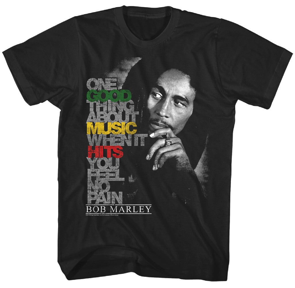 Bob Marley Good Music Hits Mens T Shirt Black