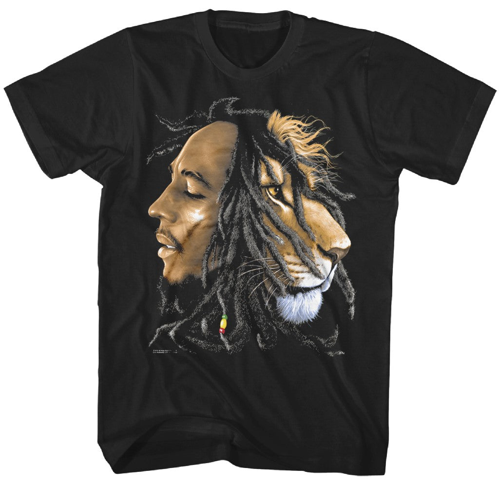 Bob Marley Profile Lion Mens T Shirt Black