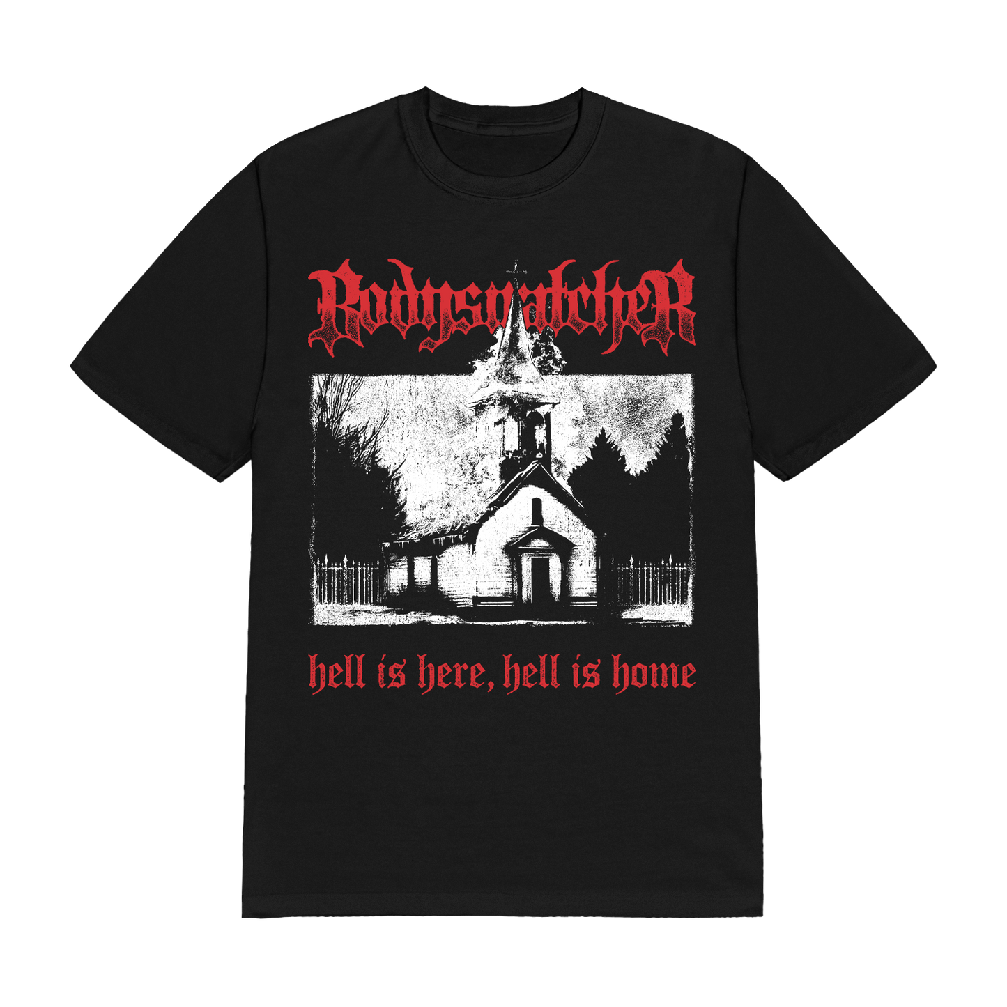 Bodysnatcher - Burning Church Mens T Shirt Black Officially Licensed