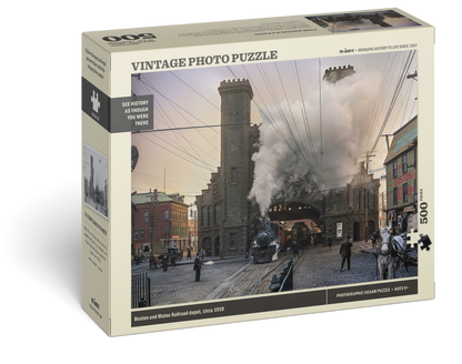 Vintage Photo Puzzle: Boston and Maine Railroad Depot, 1910: 500 Pieces