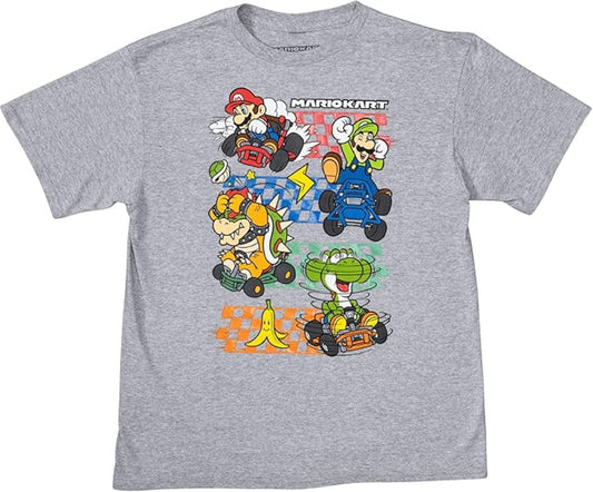 Super Mario Bros Mario Kart Retro Style Gaming Kids Youth T Shirt Officially Licensed