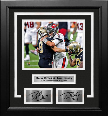 Drew Brees and Tom Brady 8" x 10" Framed Quarterback Legends Football Photo with Engraved Autographs