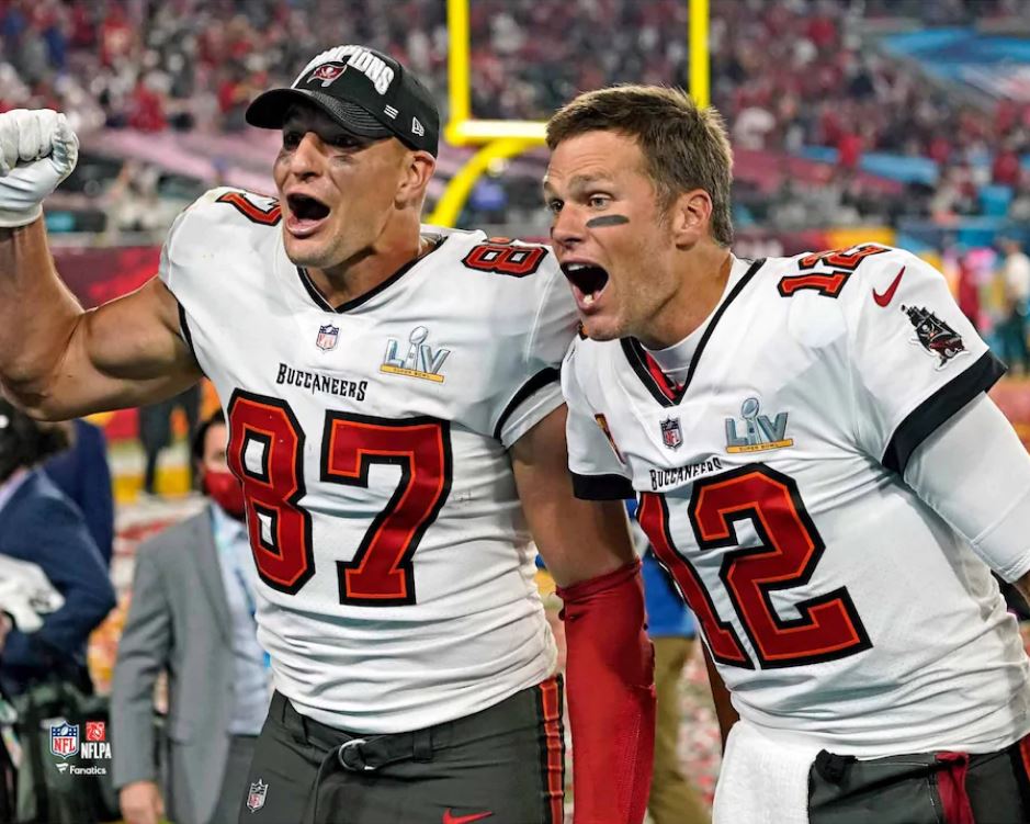 Tom Brady & Rob Gronkowski Super Bowl LV Champions Tampa Bay Buccaneers 8" x 10" Football Photo