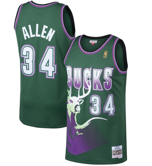 Ray Allen Milwaukee Bucks Mitchell & Ness Green Hardwood Classics 1996-97 Swingman Jersey