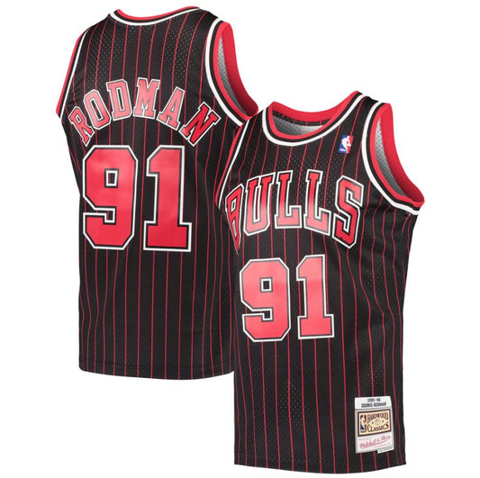 Dennis Rodman Chicago Bulls Mitchell & Ness Black Hardwood Classics 1995-96 Swingman Jersey