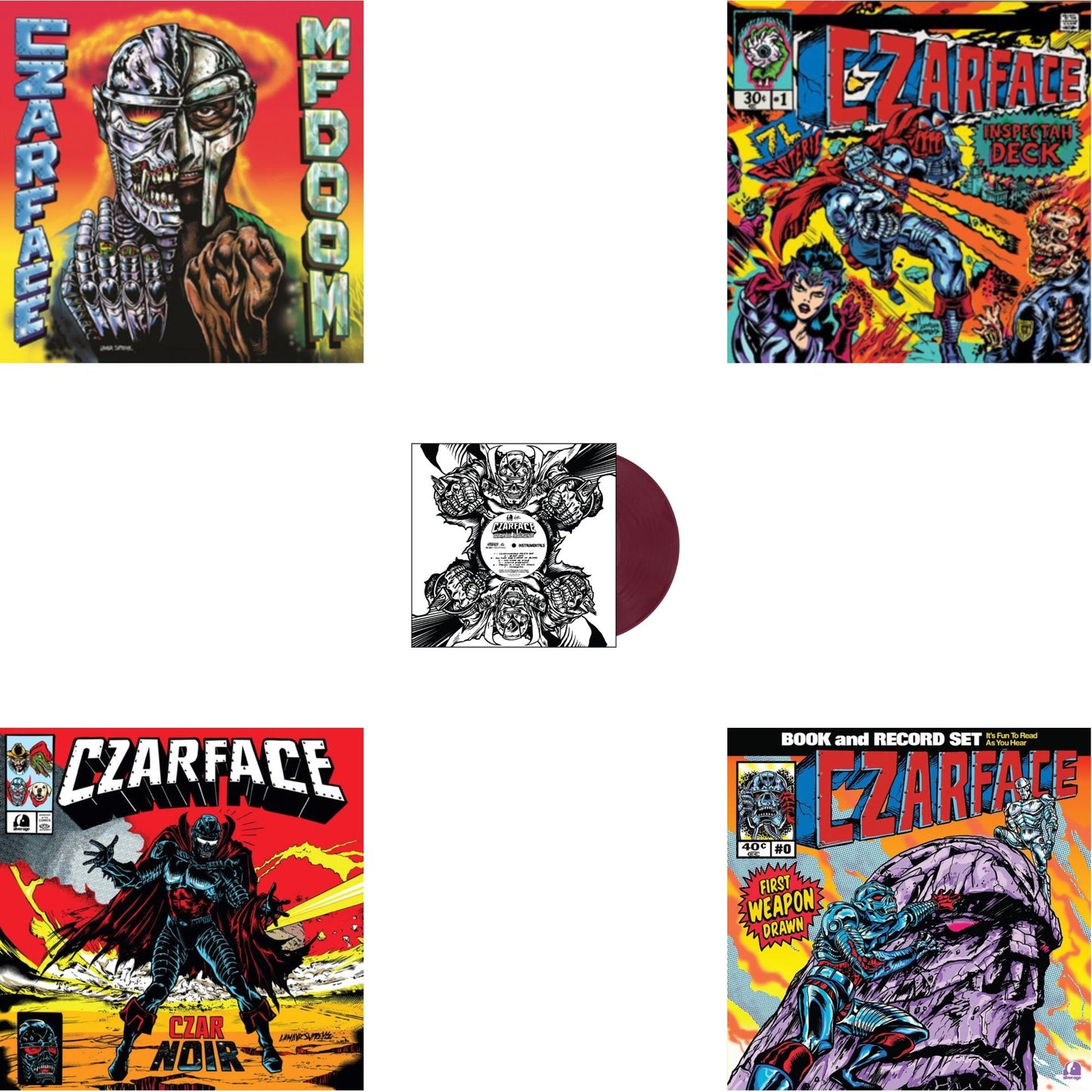 Czarface - First Weapon Drawn (Sky Blue LP Vinyl) & Czar Noir (Red/White LP Vinyl) & Czartificial Intelligence (Instrumentals) (Czarvard Crimson LP Vinyl) (Res Essential) & Czarface Meets Metal Face & Czarface