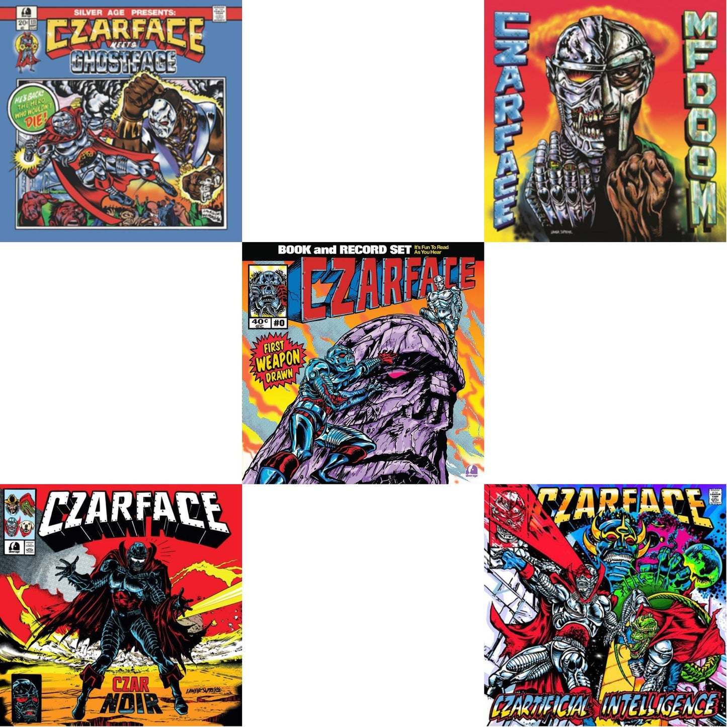 Czarface - First Weapon Drawn (Sky Blue LP Vinyl) & Czar Noir (Red/White LP Vinyl) & Czartificial Intelligence & Czarface Meets Metal Face & Czarface Meets Ghostface