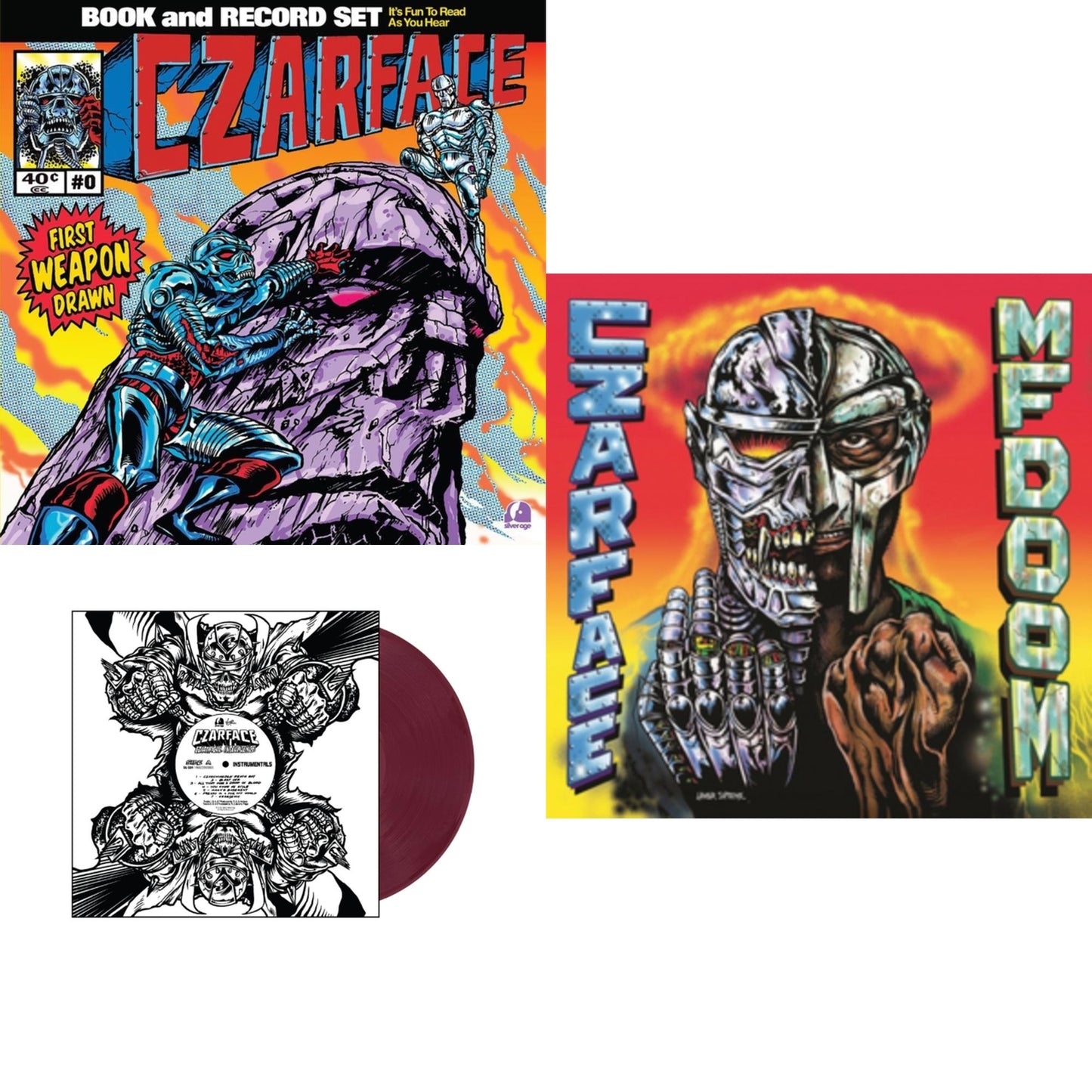 Czarface - First Weapon Drawn (Sky Blue LP Vinyl) & Czartificial Intelligence (Instrumentals) (Czarvard Crimson LP Vinyl) (Res Essential) & Czarface Meets Metal Face