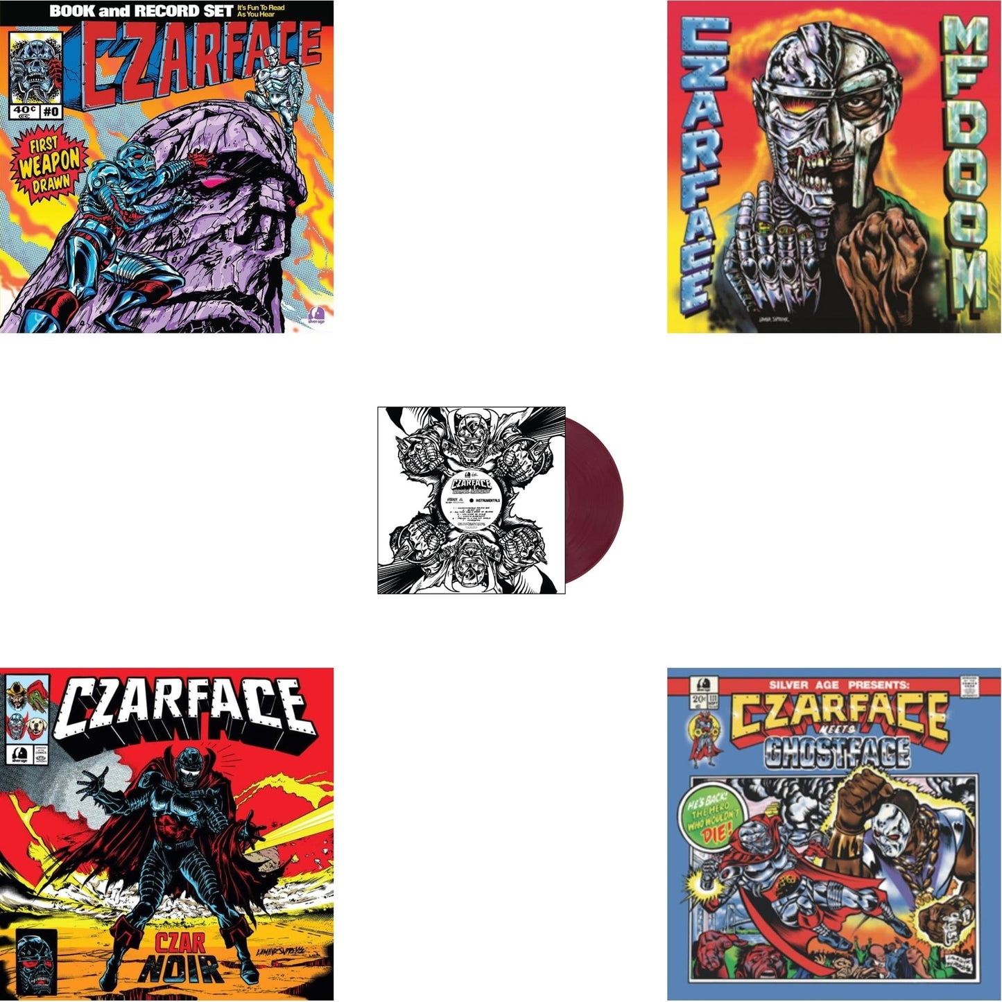 Czarface - First Weapon Drawn (Sky Blue LP Vinyl) & Czar Noir (Red/White LP Vinyl) & Czartificial Intelligence (Instrumentals) (Czarvard Crimson LP Vinyl) (Res Essential) & Czarface Meets Metal Face & Czarface Meets Ghostface
