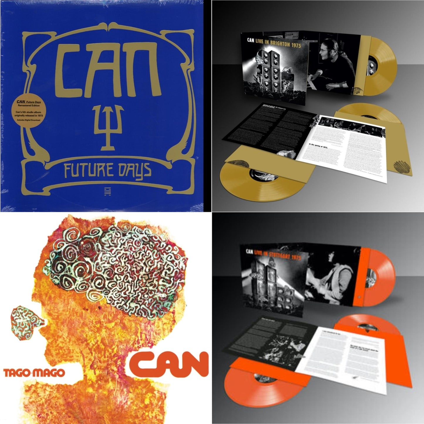 Can - Future Days & Live In Brighton 1975 (Limited Edition/Inca Gold Vinyl/3LP) & Tago Mago (Limited Edition Orange LP Vinyl) & Live Stuttgart 1975 (Orange Vinyl/3LP)
