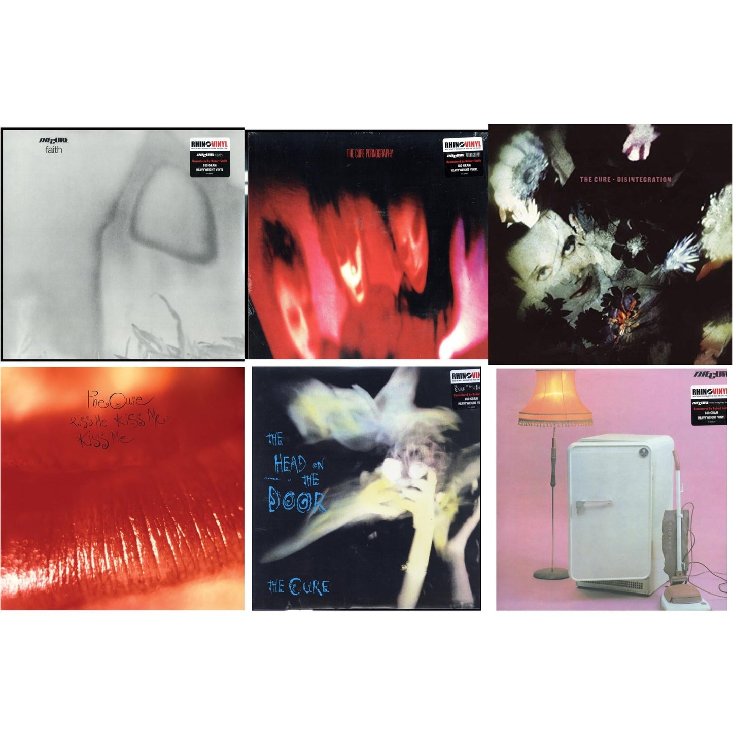 Cure - Head On The Door (180G) & Kiss Me, Kiss Me, Kiss Me (180G) & Three Imaginary Boys (180G) & Pornography (180G) & Faith (180G) & Disintegration - LP Vinyl Bundle