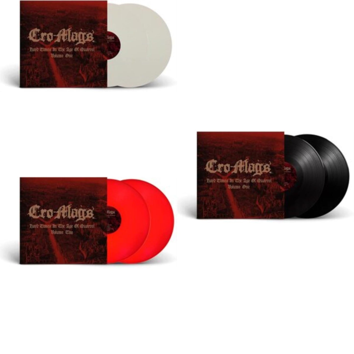 Cro-Mags - Hard Times In The Age Of Quarrel: Vol 1 (2LP/White Vinyl) & Hard Times In The Age Of Quarrel: Vol 2 (2LP/Red Vinyl) & Hard Times In The Age Of Quarrel: Vol 1 (2LP)