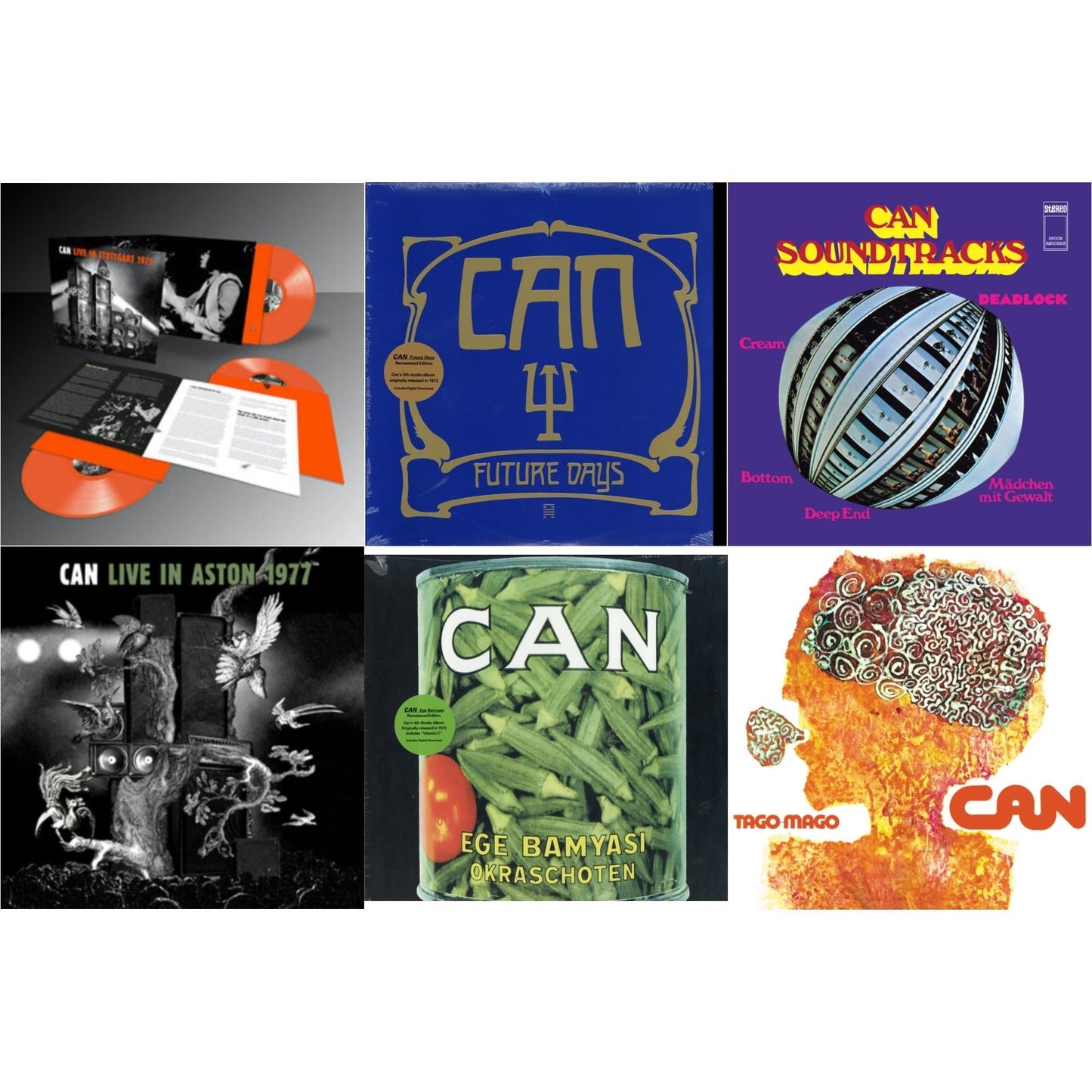 Can - Live Stuttgart 1975 (Orange Vinyl/3LP) & Future Days & Soundtracks (Limited/Clear Purple LP Vinyl) & Live In Aston 1977 & Ege Bamyasi & Tago Mago (Limited Edition Orange LP Vinyl)